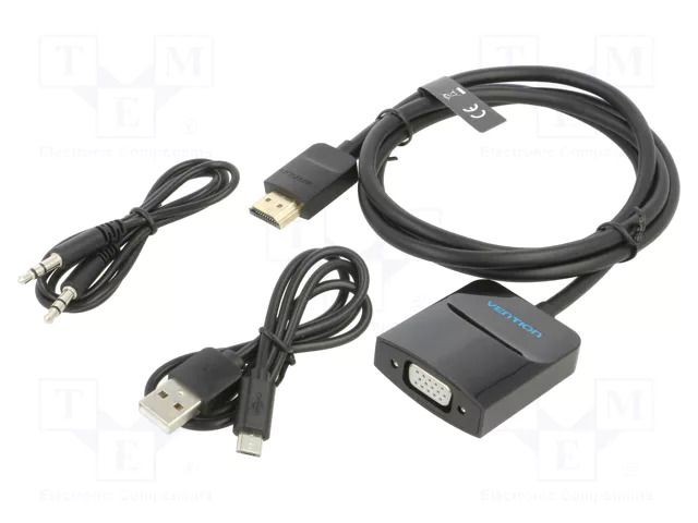 Converter; Full HD 1080p; 1m; black; ABS; black VENTION 42468