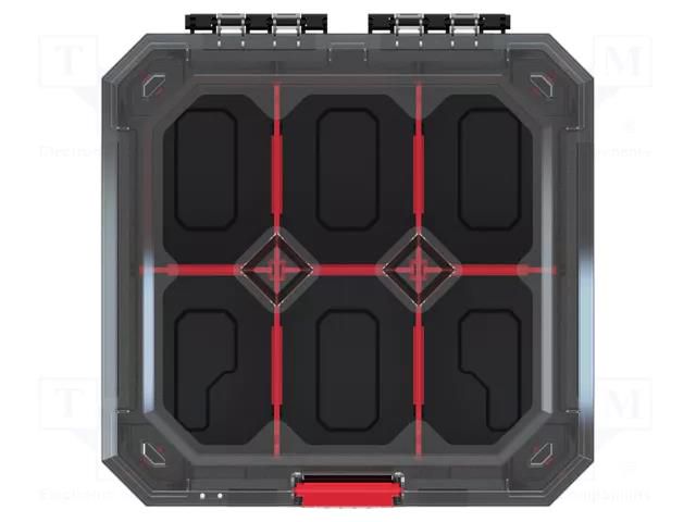 Container: collective; with partitions; black; 280x280x110mm KISTENBERG KTI3030S-CG6U