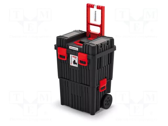 Chest; tool case; with wheels; black; HEAVY; 450x360x640mm; 25kg KISTENBERG KHVW-S411