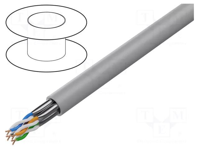 Wire; U/FTP; 4x2x23AWG; 6a; wire; Cu; LSZH; grey; 305m; Øcable: 7.5mm LANBERG LCUF6L-11CU-0305.S