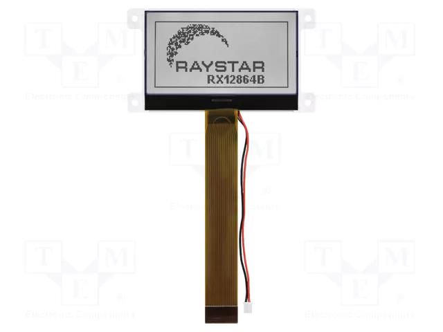 Display: LCD; graphical; 128x64; COG,FSTN Positive; LED; PIN: 30 RAYSTAR OPTRONICS RX12864B-FHW