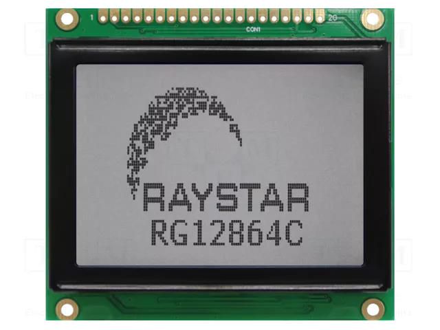 Display: LCD; graphical; 128x64; FSTN Positive; 78x70x14.3mm; LED RAYSTAR OPTRONICS RG12864C-FHW-V