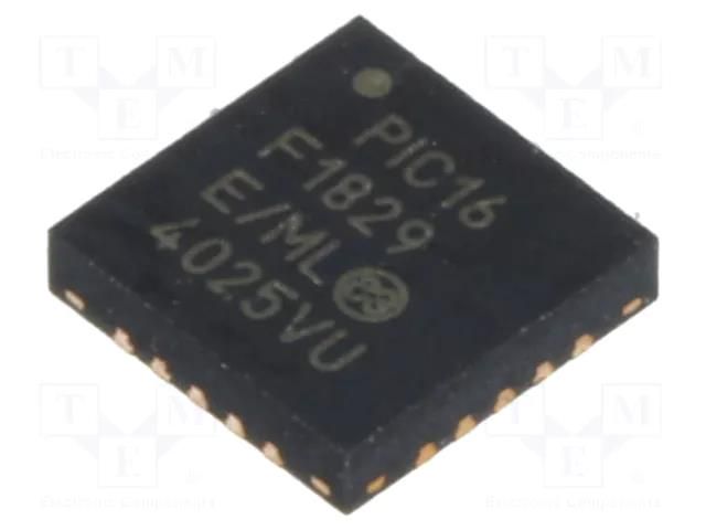 IC: PIC microcontroller; 32MHz; 1.8÷5.5VDC; SMD; QFN20; PIC16; tube MICROCHIP TECHNOLOGY PIC16F1829-E/ML