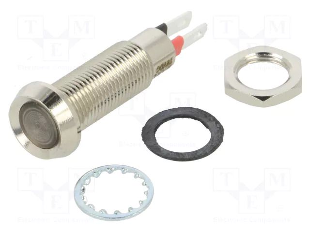 Indicator: LED; recessed; white cold; 24÷28VDC; Ø8.1mm; IP67; brass MARL 508-997-23