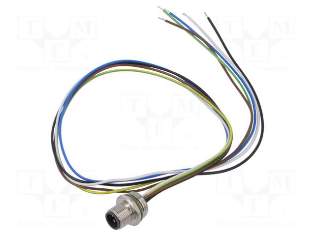 Connector: M12; socket; PIN: 5; male; cables; Thread: M16x1,5; 0.5m CONEC 43-01010