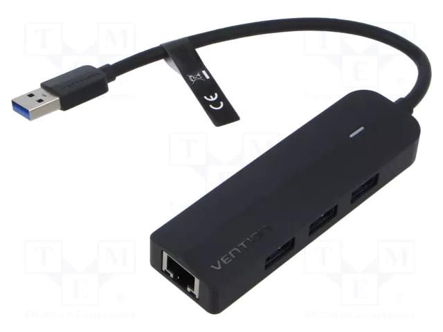 Hub USB; USB 2.0,USB 3.0; LED status indicator; black; 0.15m; ABS VENTION CHNBB