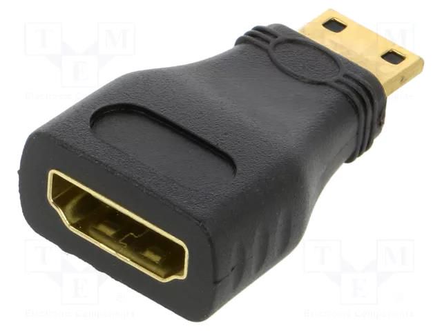 Adapter; HDMI socket,mini HDMI plug; HDMI 1.4; black LANBERG AD-0037-BK