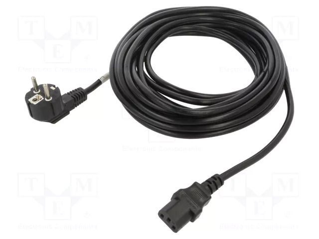 Cable; CEE 7/7 (E/F) plug angled,IEC C13 female; PVC; Len: 10m LANBERG CA-C13C11CC-0100BK