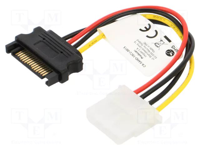 Cable: SATA; Molex male,SATA plug; 0.15m; black,red,yellow LANBERG CA-SAHD10CU-0015