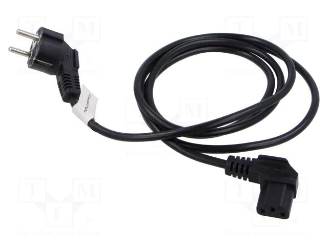 Cable; CEE 7/7 (E/F) plug angled,IEC C13 female angled right LANBERG CA-C13C12CC-0018BK
