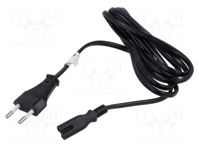 Cable; CEE 7/16 (C) plug,IEC C7 female; PVC; Len: 1.8m; black LANBERG CA-C7CA11CC-0018BK
