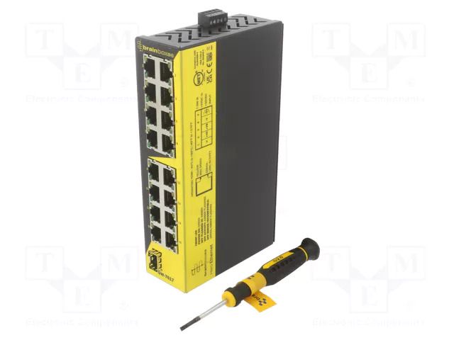 Switch Ethernet; unmanaged; Number of ports: 16; 5÷30VDC; SW; IP20 BRAINBOXES SW-7617