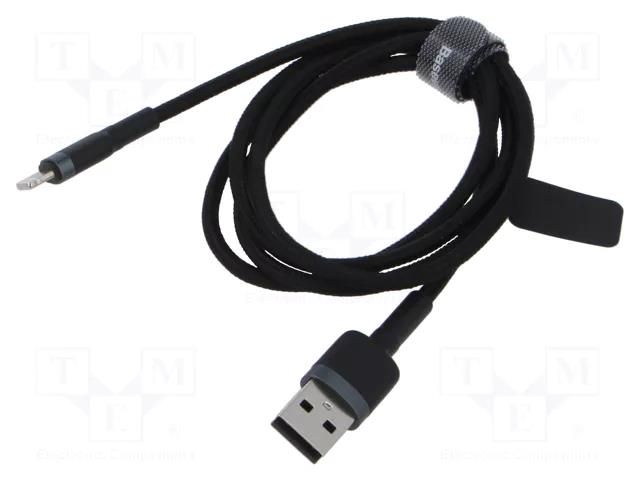 Cable; High Speed,USB 2.0; Apple Lightning plug,USB A plug; 1m BASEUS CALKLF-BG1