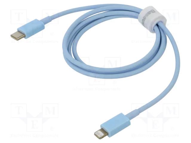 Cable; High Speed,USB 2.0; Apple Lightning plug,USB C plug; 1m BASEUS CAYS001903