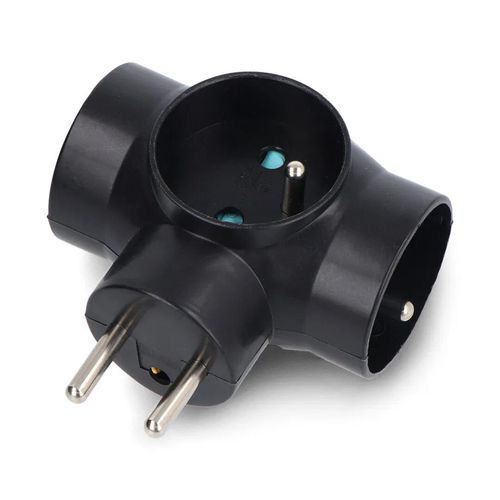 Electrical splitter - 3 grounded sockets - black - DPM P901B DPM-24084 5906881219553