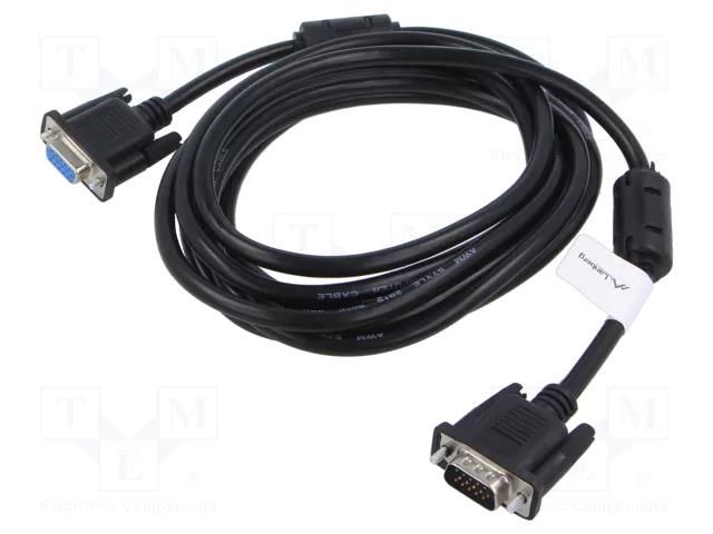 Cable; D-Sub 15pin socket,D-Sub 15pin HD plug; black; 3m; black LANBERG CA-VGAC10CC-0030B+