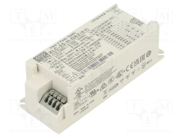 Power supply: switching; LED; 25W; 9÷54VDC; 300mA÷1.05A; XLC-25 MEAN WELL XLC-25-H-DA2