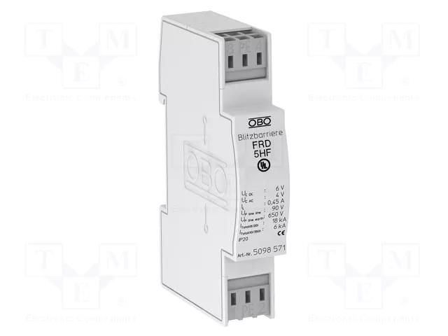Surge arrester; Type 1+2+3; Poles: 2; 4VAC; for DIN rail mounting OBO BETTERMANN OBO-5098571
