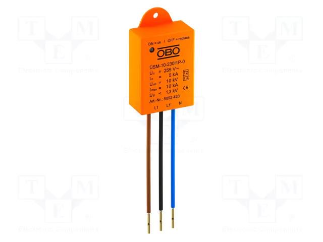 Surge arrester; Type 2+3; Poles: 1+N; 5kA; 255VAC; screw; -15÷60°C OBO BETTERMANN OBO-5092420
