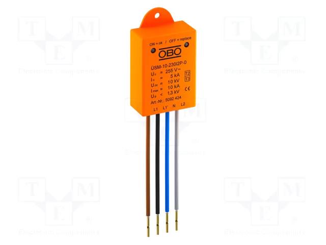 Surge arrester; Type 2+3; Poles: 2+N; 5kA; 255VAC; screw; -15÷60°C OBO BETTERMANN OBO-5092424
