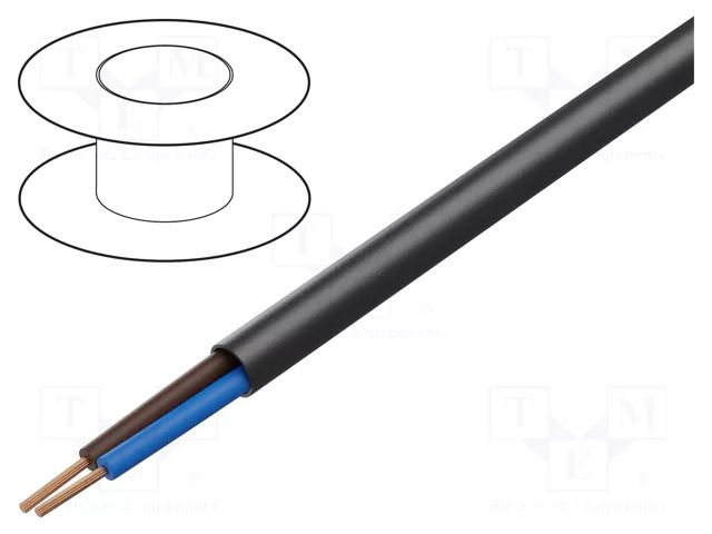 Wire; H05VV-F; 2x1.5mm2; stranded; Cu; PVC; black; 300V,500V HELUKABEL HELUKABEL-29484