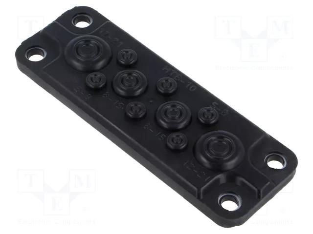 Multigate grommet; elastomer thermoplastic TPE; black; IP65 HT HI TECH POLYMERS HTB-10-TPE-BK