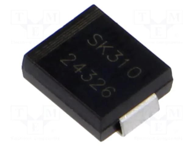 Diode: Schottky rectifying; SMC; SMD; 100V; 3A; reel,tape SMC DIODE SOLUTIONS SK310TR-SMC