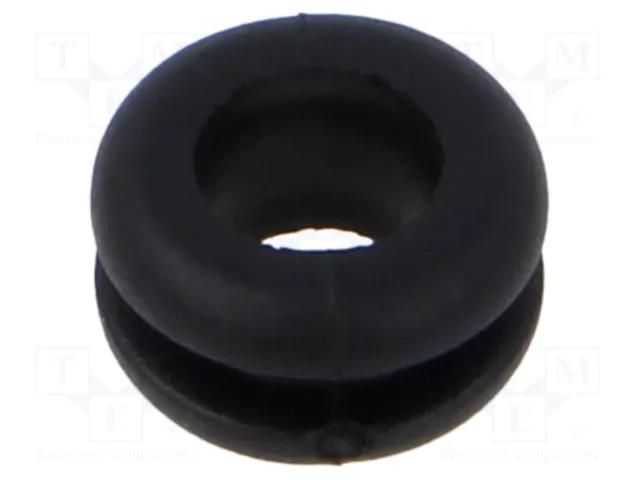 Grommet; Ømount.hole: 8mm; Øhole: 6mm; black; Panel thick: max.2mm ESSENTRA ESS-10284087