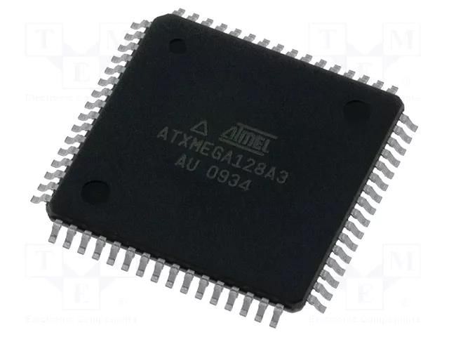 IC: AVR microcontroller; TQFP64; Ext.inter: 50; Cmp: 4; ATXMEGA MICROCHIP TECHNOLOGY ATXMEGA128A3-AU