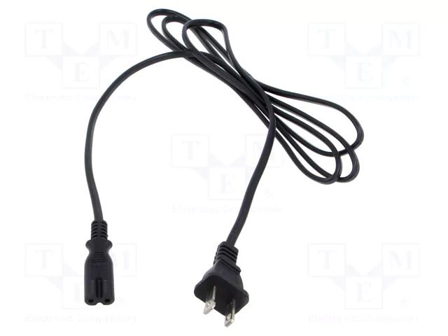 Cable; 2x18AWG; IEC C7 female,NEMA 1-15 (A) plug; PVC; 1.8m; 10A POS POSAC-C7-10A/US18