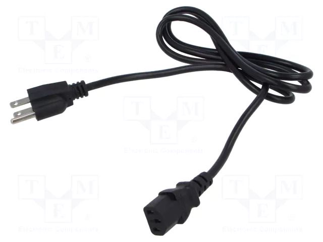 Cable; 3x18AWG; IEC C13 female,NEMA 5-15 (B) plug; 1.5m; black POS POSAC-C13-10/US15