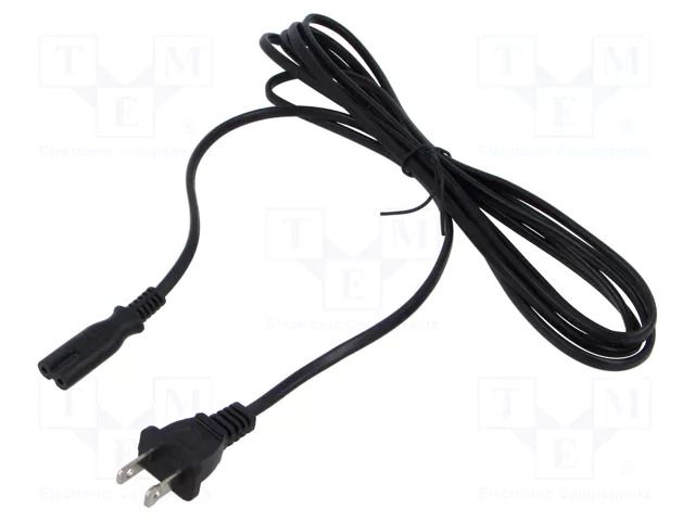 Cable; 2x18AWG; IEC C7 female,NEMA 1-15 (A) plug; PVC; 3m; black POS POSAC-C7-10A/US30