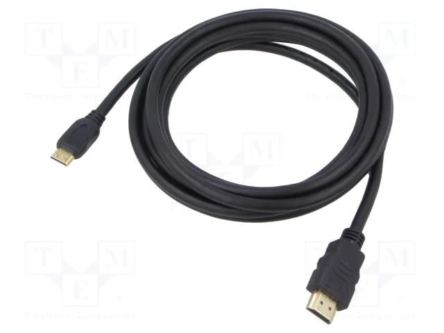 Cable; HDMI plug,mini HDMI plug; PVC; Len: 3m; black; Core: CCS Goobay GOOBAY-74431