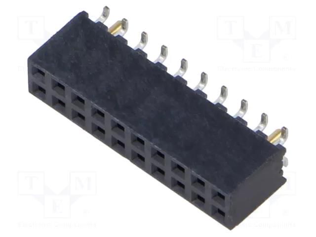 Connector: pin strips; female; PIN: 20; 2mm; gold flash; THT; socket SAMTEC SQW-110-01-F-D-VS