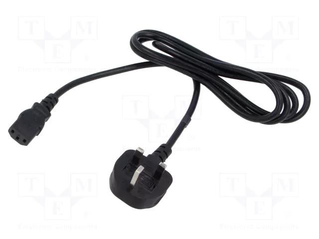 Cable; 3x1mm2; BS 1363 (G) plug,IEC C13 female; PVC; 1.2m; black POS POSAC-C13-10/UK15