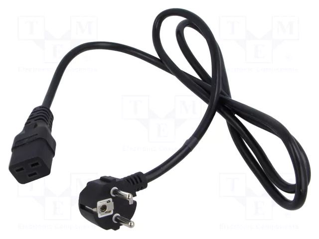 Cable; 3x1.5mm2; CEE 7/7 (E/F) plug angled,IEC C19 female; PVC POS POSAC-C19-EUL15