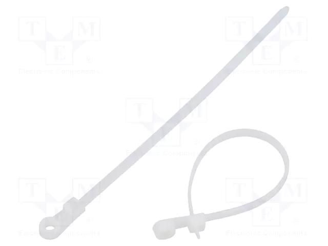 Cable tie; with fixing lugs; L: 150mm; W: 3.6mm; natural; polyamide TIE10 TTF3.6X150/N