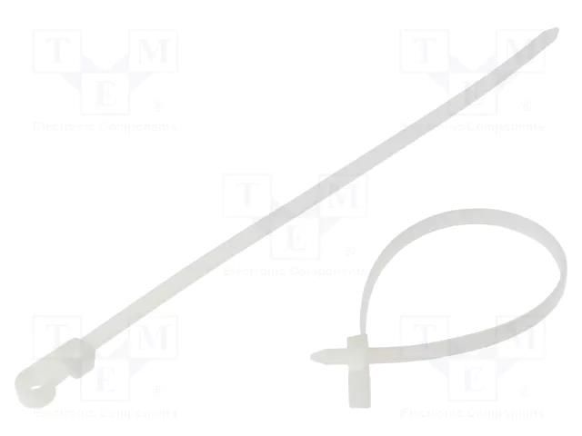 Cable tie; with fixing lugs; L: 200mm; W: 4.6mm; natural; polyamide TIE10 TTF4.6X200/N