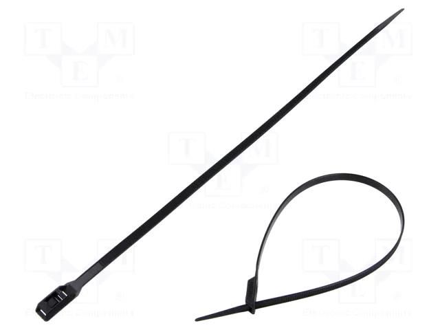 Cable tie; with low profile head; L: 400mm; W: 7.6mm; black; 540N TIE10 TTLP7.6X400/BK