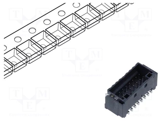 Connector: wire-board; socket; male; PIN: 16; DF51K; 2A; 250V; SMT HIROSE DF51K-16DP-2V-800