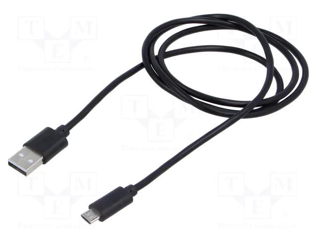 Cable; USB 2.0; USB A plug,USB B micro plug; nickel plated; 1m AKYGA AK-USB-21