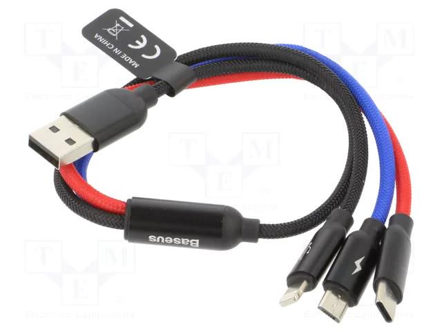 Cable; High Speed,USB 2.0; 0.3m; black; textile BASEUS CAMLT-ASY01