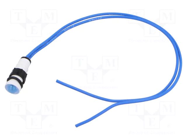 Indicator: LED; prominent; blue; 230VAC; Ø10mm; cables; 300mm POLAM-ELTA LB-D7-230AC/H