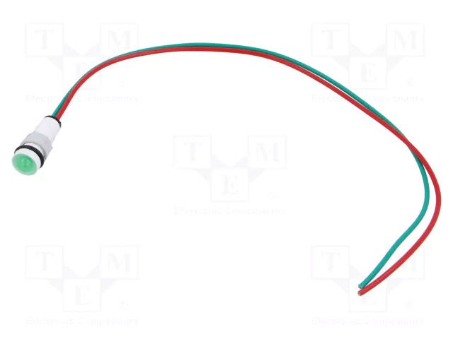 Indicator: LED; prominent; green; 24VDC; 24VAC; Ø10mm; cables; 300mm POLAM-ELTA LG-D7-24AC/DC/H