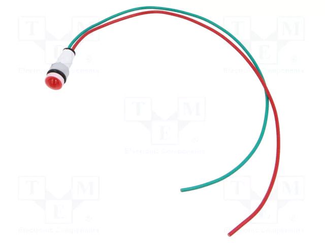 Indicator: LED; prominent; red; 24VDC; 24VAC; Ø10mm; cables; 300mm POLAM-ELTA LR-D7-24AC/DC/H