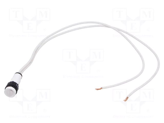 Indicator: LED; prominent; white; 230VAC; Ø10mm; cables; 300mm POLAM-ELTA LW-D7-230AC/H