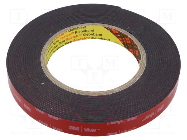 Tape: fixing; W: 15mm; L: 5.5m; Thk: 1.6mm; acrylic; black 3M 3M-5962-15-5.5