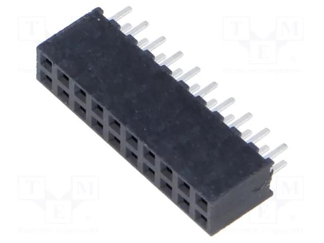 Connector: pin strips; female; PIN: 20; 2mm; gold flash; THT; socket SAMTEC SQW-110-01-F-D