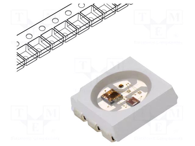 Programmable LED; RGB; SMD; 2121; 3.7÷5.5VDC; 2.2x2.2x1.05mm WORLDSEMI WS2816B-2121