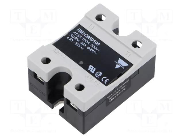 Relay: solid state; Ucntrl: 4.25÷32VDC; 100A; 340÷660VAC; RM1C CARLO GAVAZZI RM1C60D100